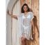 Fashion White Open-knit Fringed Sun Protection Blouse