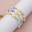 Fashion C Contrast Color Polymer Pottery Pearl Beaded Cross Medal Bracelet