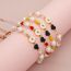 Fashion Yellow Gold Plated Copper Beads Square Crystal Beads Beaded Love Bracelet