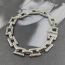Fashion Steel Color Necklace 45cm Stainless Steel Square Thick Chain Mens Bracelet
