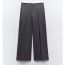 Fashion Grey Blended Micro-pleated Straight-leg Trousers