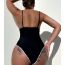Fashion Black Nylon Color Block V-neck One-piece Swimsuit