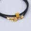 Fashion Gold Tungsten Carbide Double Layer Black Bracelet + Gift Box Metal Ot Buckle Double Layer Men's Bracelet