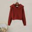 Fashion Brown Spandex Knitted Lapel Pullover Sweater