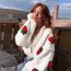 Fashion Red Spandex Strawberry Knitted Sweater Jacket
