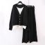 Fashion Black Spandex Fake Two Piece Knitted Cardigan Wide Leg Pants Suit
