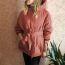 Fashion Brick Red Spandex Rhombus Lace-up Hooded Cotton Jacket