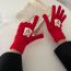 Fashion Red Polyester Rabbit Knitted Five-finger Gloves