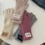 Fashion Light Pink Blended Knit Patch Five-finger Gloves