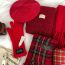 Fashion Literary Retro Color Grid Red Acrylic Knitted Plaid Patch Scarf
