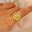 Fashion Gold Titanium Steel Diamond Geometric Ring