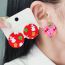 Fashion Leaves Pink Round Acrylic Printed Round Earrings