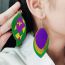Fashion Rhombus Lattice Leaves Acrylic Leaf Earrings