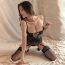 Fashion Black (including Matching Stockings) Nylon Lace Tube Top See-through Suspender One-piece Underwear