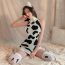 Fashion White+headwear Polyester Printed Knitted Turtleneck Uniform Suit