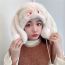 Fashion Milky White Rabbit Hat Polyester Furry Bunny Ears Embroidered Pullover Hat