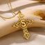 Fashion D Platinum Stainless Steel Gold Plated Cross Letter Necklace