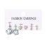 Fashion Blue Alloy Diamond Heart Star Earring Set