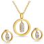 Fashion Golden Suit Titanium Steel Inlaid With Rhinestone Geometric Necklace And Earrings Set