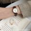 Fashion Coffee Belt White Noodles/tiaoding Style Stainless Steel Round Dial Watch
