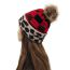 Fashion Leopard Print Red Check Leopard Print Knitted Beanie