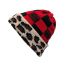 Fashion Leopard Print Red Check Wool Knitted Leopard Check Beanie