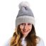 Fashion Blue-fleece Knitted Hat Wool Ball Color Block Knitted Beanie