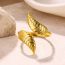 Fashion 9# Stainless Steel Geometric Leaf Open Ring