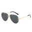 Fashion Gold Framed Blue And Gray Piece Metal Double Bridge Large Frame Sunglasses