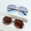 Fashion Gold Framed Gray And Blue Piece Metal Double Bridge Large Frame Sunglasses