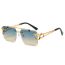Fashion Gold Framed Double Pink Tablets Double Bridge Square Rimless Sunglasses