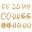 Fashion Pointed Oval Hollow Earrings Gold Ms-007 Stainless Steel Geometric Pointed Oval Earrings