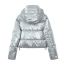 Fashion Silver Polyester Stand Collar Zipper Jacket