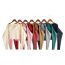 Fashion Brown Polyester Plush Patchwork Knitted Suspender Cardigan Set