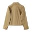 Fashion Brown Polyester Lapel Buttoned Jacket