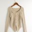 Fashion Flower Khaki Polyester Knitted Buttoned Sweater