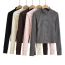 Fashion Dark Gray Polyester Zipper Stand Collar Jacket