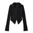 Fashion Black Polyester Knitted Lapel Buttoned Cardigan