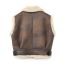 Fashion Brown Polyester Plush Lapel Zipped Vest
