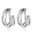 Fashion Silver Titanium Steel Multi-layer C-shaped Earrings