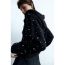 Fashion Black Glossy Knit Zipper Jacket