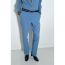 Fashion Blue Polyester Micro-pleated Straight-leg Trousers