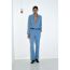 Fashion Blue Polyester Micro-pleated Straight-leg Trousers