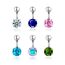 Fashion Four Prongs Orchid Belly Button Ring Stainless Steel Inlaid Round Diamond Navel Piercing Nail