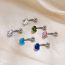 Fashion Four-prong Ab Colorful Belly Button Ring Stainless Steel Inlaid Round Diamond Navel Piercing Nail