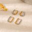 Fashion 4.0 Oval Gold Earrings Stainless Steel Color Block Rectangular Earrings
