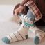 Fashion Khaki Bear (thick Terry. Heat Storage And Warmth) Cotton Printed Plus Fleece Children's Mid-calf Socks Set