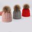 Fashion Red Acrylic Knitted Wool Ball Beanie