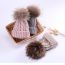 Fashion Caramel Colour Acrylic Knitted Wool Ball Beanie