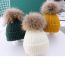 Fashion Red Blended Wool Ball Knitted Children's Beanie